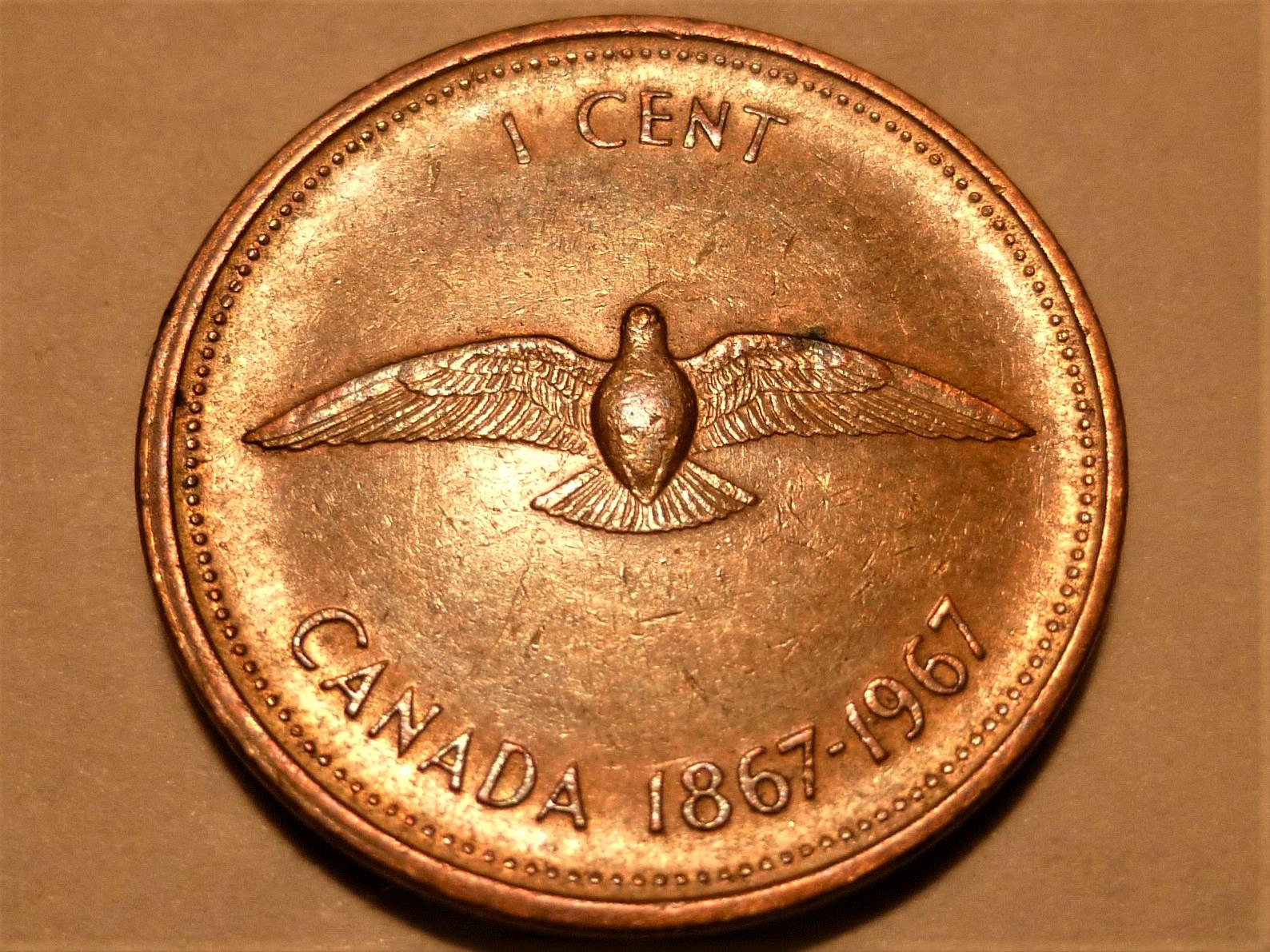1967 Canada One 1 Cent w/Doubled Legend and Off-Center Reverse - For ...