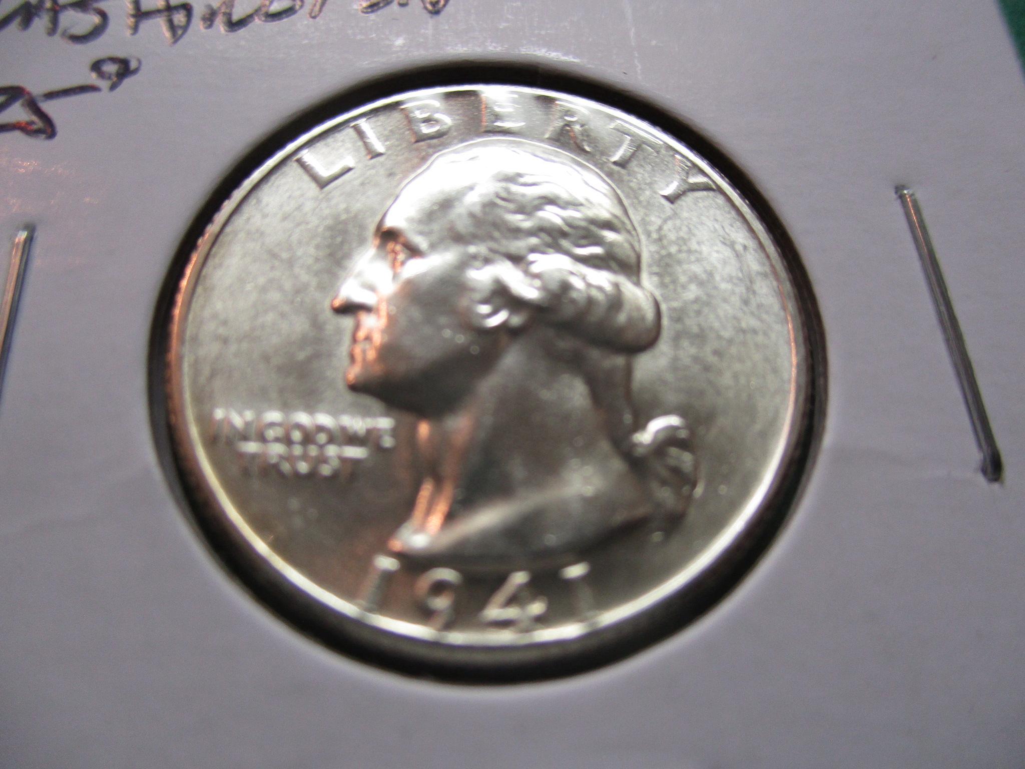 1941-S  MS64 Washington Quarter.  Item: 25 W41S-03.
