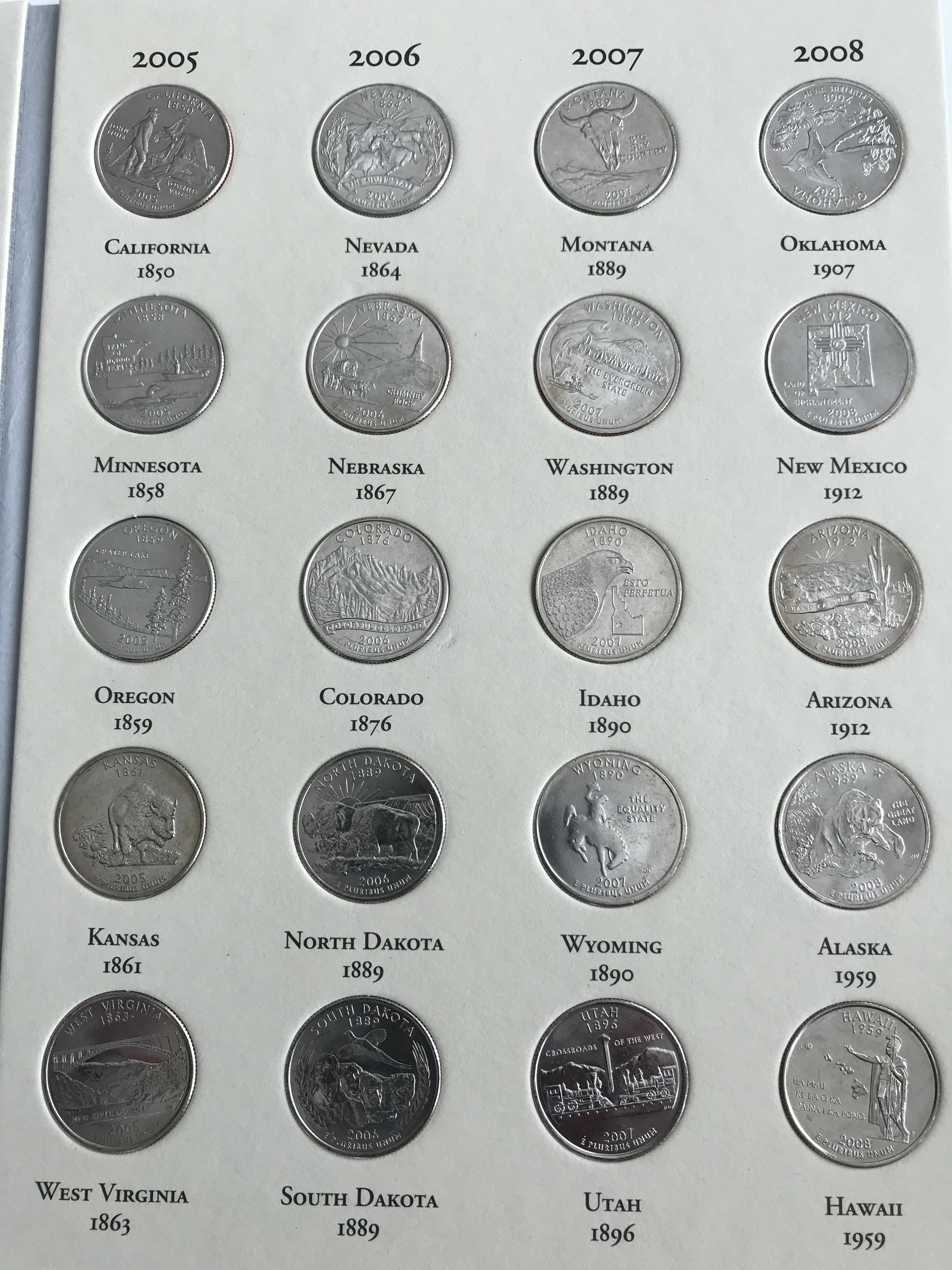 1999-2008 Uncirculated 50 State Commemorative Quarter Set (P 