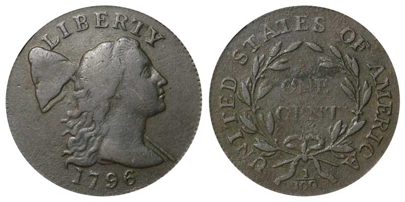 1796 Liberty Cap Large Cent Early Copper Penny Coin Value Prices