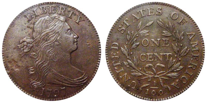 1797 Draped Bust Large Cent 1797 Reverse With Stems Early Copper