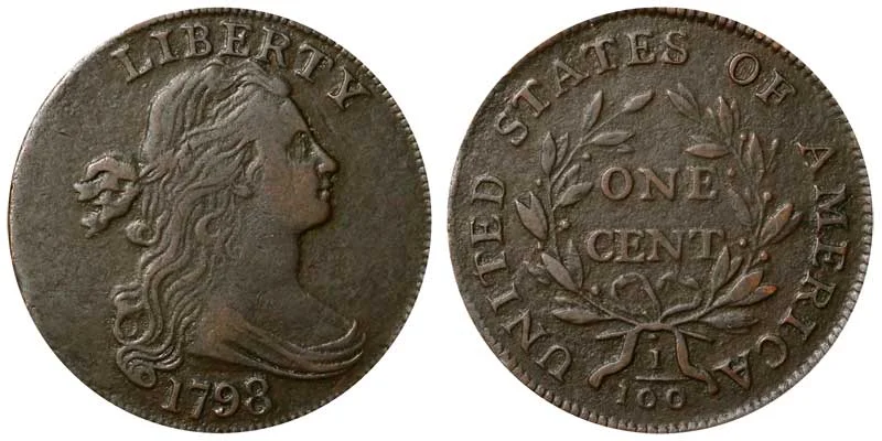 ペリー様　S (エ、シェ) 1798 Draped Bust Large Cent Style 1 Hair Early Copper Penny Coin