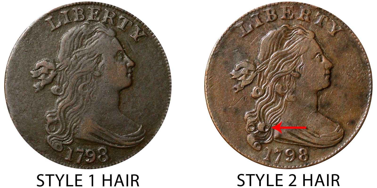 1798 Draped Bust Large Cent All Varieties Early Copper Penny Coin