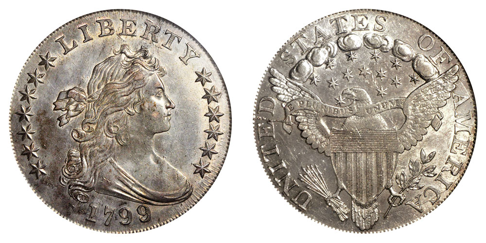 1799 Draped Bust Silver Dollar 9 Over 8 - 13 Star Reverse Coin