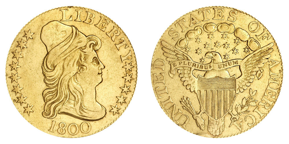 1800 Turban Head Gold $5 Half Eagle Heraldic Eagle Reverse