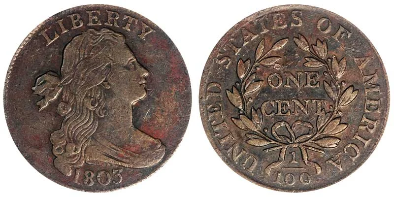 1803 Draped Bust Large Cent Small Date - Large Fraction Early