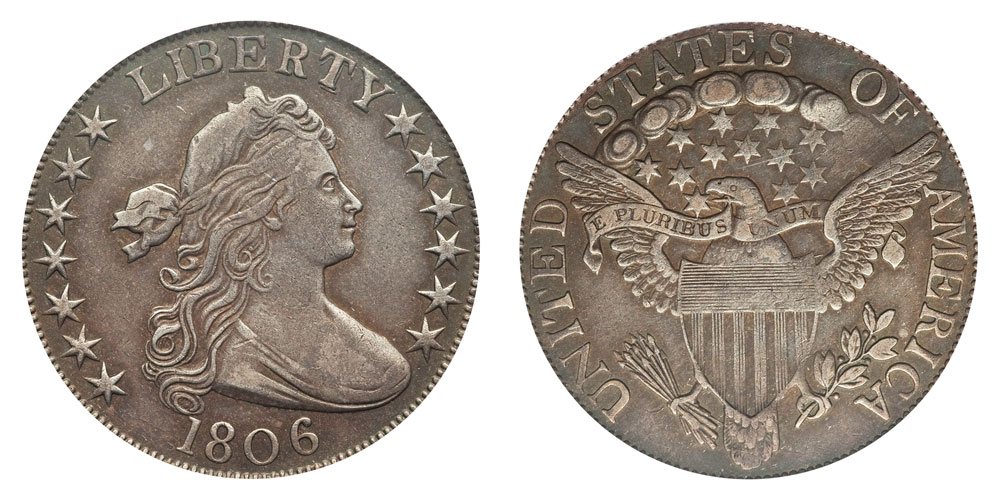 1806 Draped Bust Half Dollar Knobbed 6 - Large Stars Heraldic