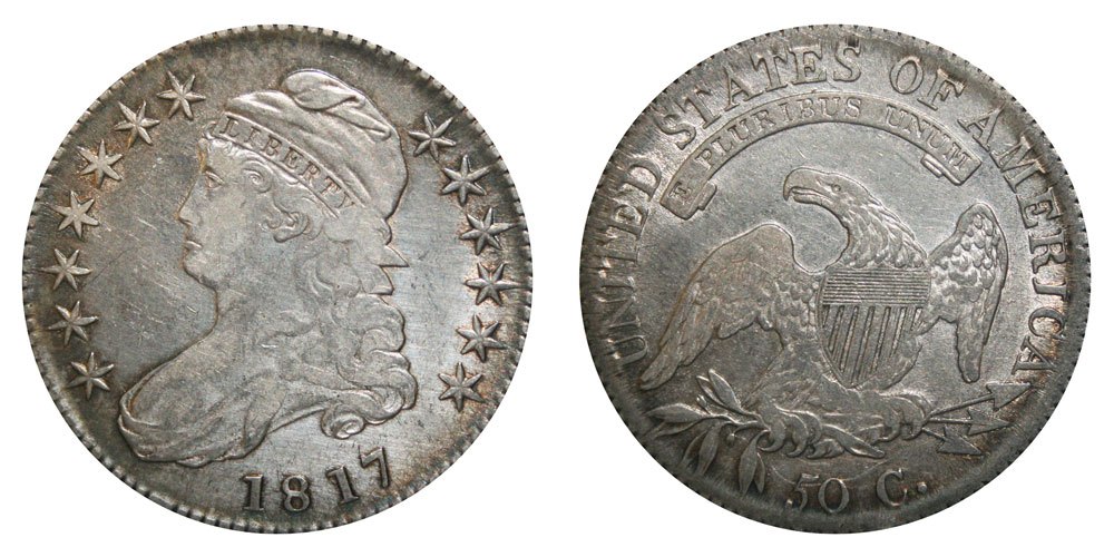 1817 Capped Bust Half Dollar All Varieties Lettered Edge Coin