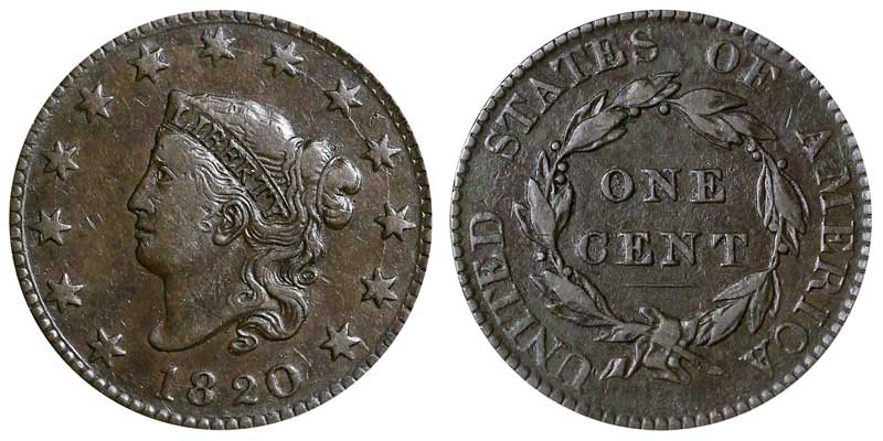 1820 Coronet Liberty Head Large Cent Large Date Matron Early