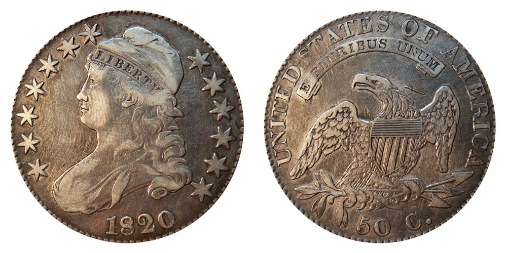1820 Capped Bust Half Dollar Square Base No Knob 2 - Large Date