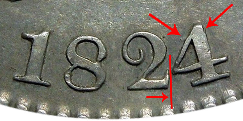 パーツ US 1824 Capped Bust Half Dollar 4 Over 1 Coin Value, Prices & Info
