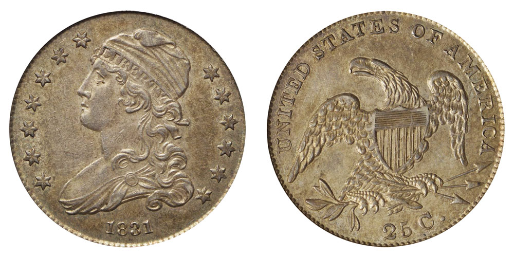 1831 Capped Bust Quarter Large Letters Type 2 - Reduced Diameter