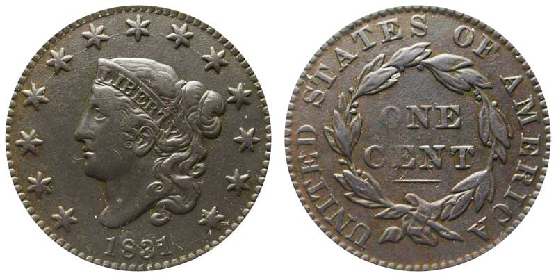 1831 Coronet Liberty Head Large Cent Medium Letters Matron Early