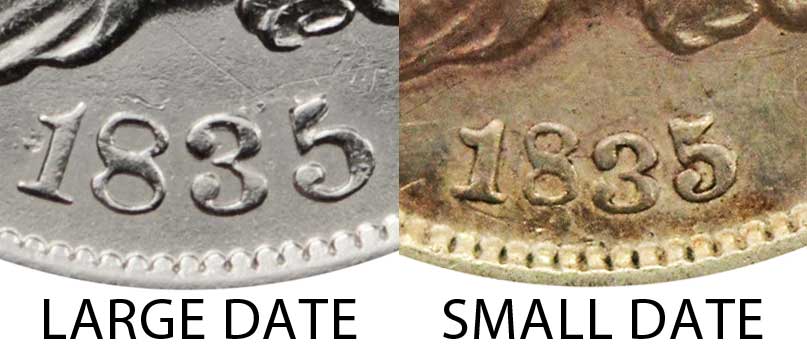 1835 Capped Bust Half Dime All Varieties Coin Value Prices, Photos