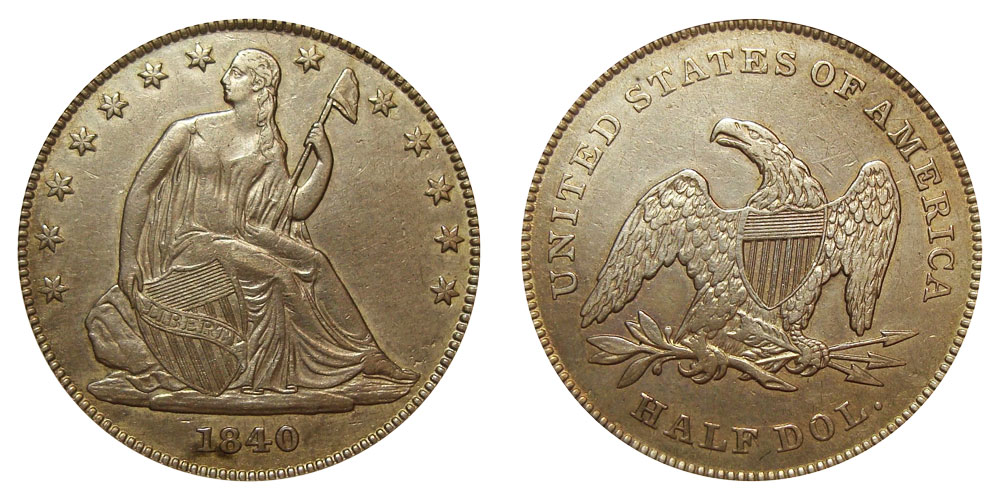 1840 Seated Liberty Half Dollar Small Letters - Reverse of 1839