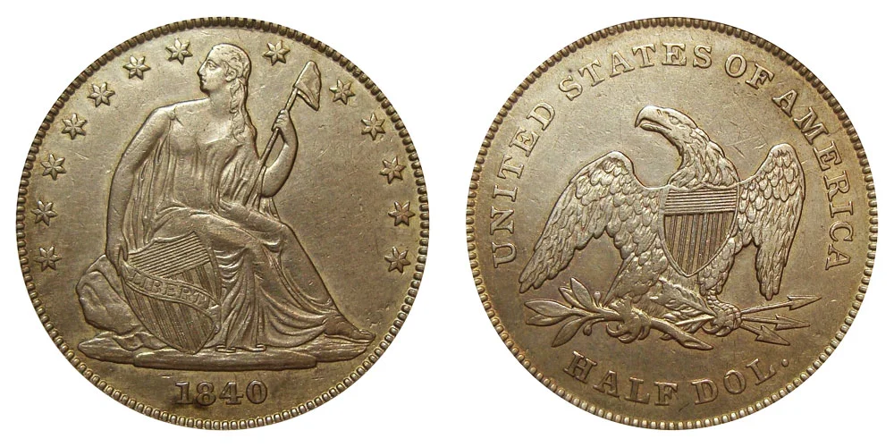 1840 Seated Liberty Half Dollar Small Letters - Reverse of 1839