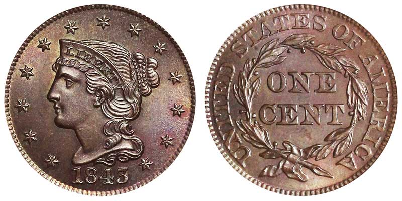 エギセット 1843 Braided Hair Liberty Head Large Cent Mature - Large Letters