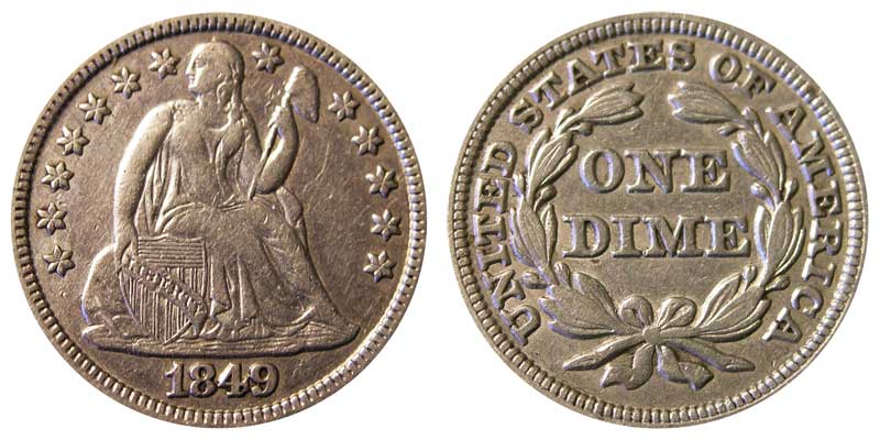 Miです。 1849 Seated Liberty Dime Coin Value Prices, Photos & Info