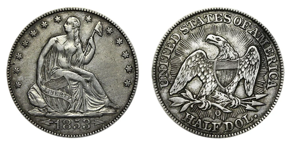 1853 O Seated Liberty Half Dollar Rays on Reverse Coin Value