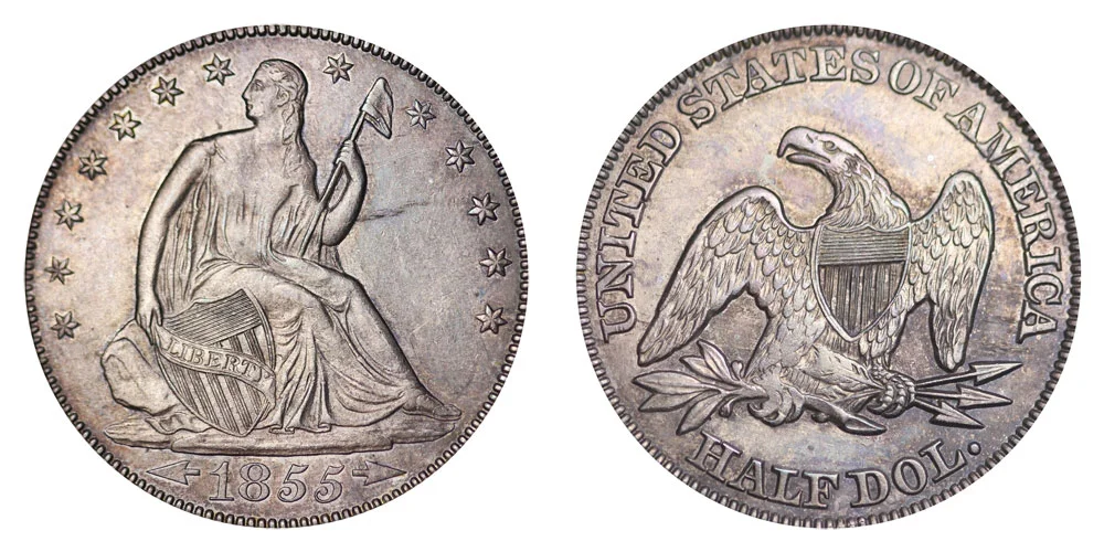 funny製　シルバー　HALF DOLLAR 6枚セット 1855 Seated Liberty Half Dollar Normal Date Coin Value Prices