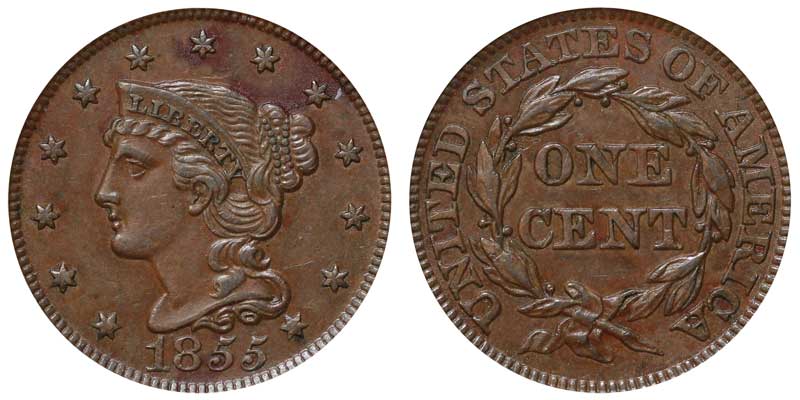 専用品☆貴重、美品フェントン50年代頃ドットBigベース高さ22.5cm 1855 Braided Hair Liberty Head Large Cent Slanted 5s Coin Value