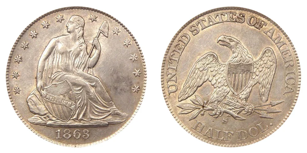 1863 S Seated Liberty Half Dollar Coin Value Prices, Photos & Info