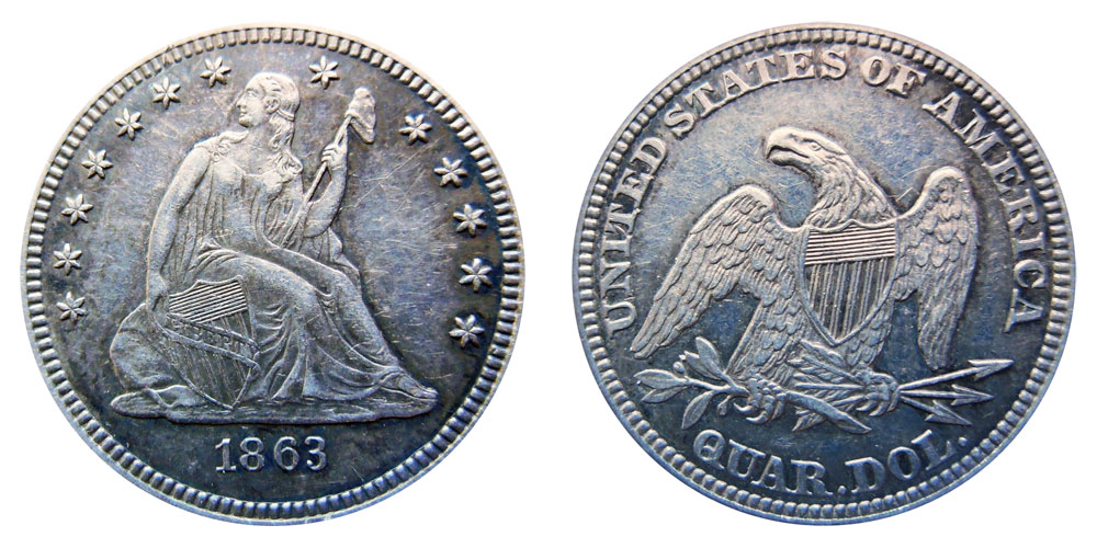 まみゅー 1863 Seated Liberty Quarter Coin Value Prices, Photos & Info