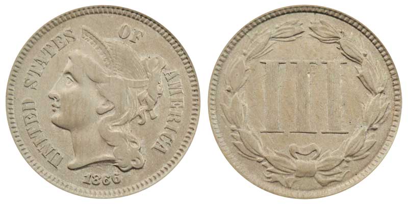 1866 Nickel Three Cent Coin Value Prices, Photos & Info