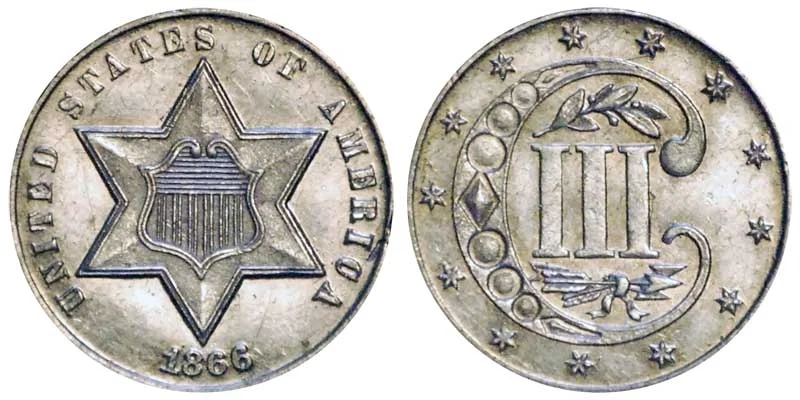 1866 Silver Three Cent Coin Value Prices, Photos & Info