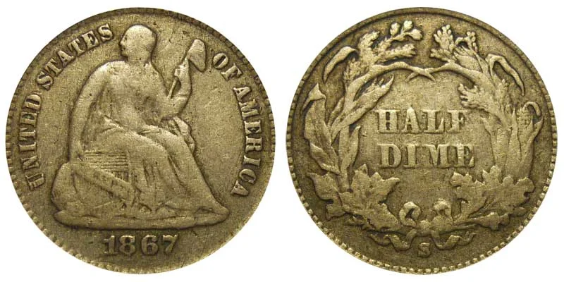 1867 S Seated Liberty Half Dime Coin Value Prices, Photos & Info