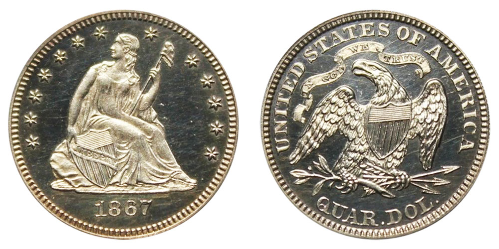 1867 Seated Liberty Quarter Coin Value Prices, Photos & Info