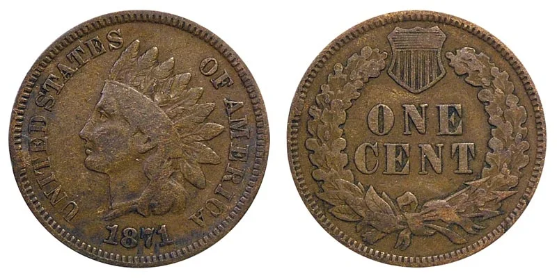 1871 Indian Head Penny Bold N Coin Value Prices, Photos & Info