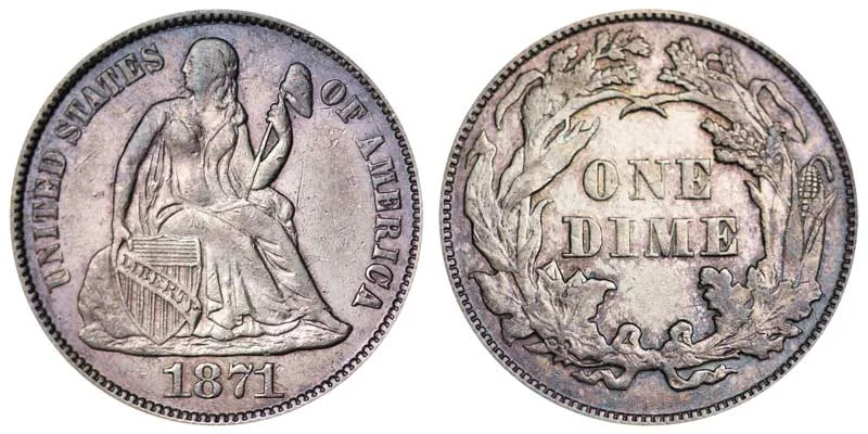 みぃふ様 1871 Seated Liberty Dime Coin Value Prices, Photos & Info