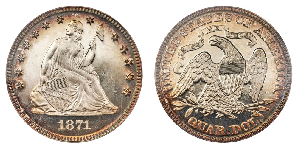 1871 Seated Liberty Quarter Coin Value Prices, Photos & Info