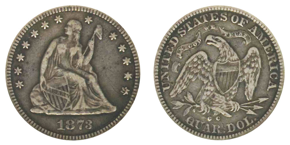 1873 CC Seated Liberty Quarter Coin Value Prices, Photos & Info