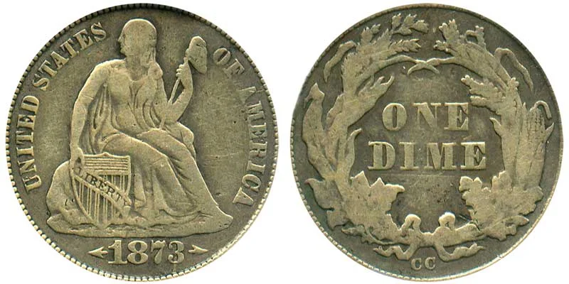 1873 CC Seated Liberty Dime Coin Value Prices, Photos & Info