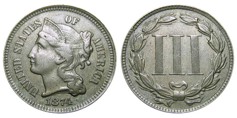 1874 Nickel Three Cent Coin Value Prices, Photos & Info