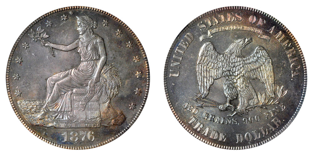 1876 Trade Silver Dollar Type 1 Obverse - Type 1 Reverse Coin