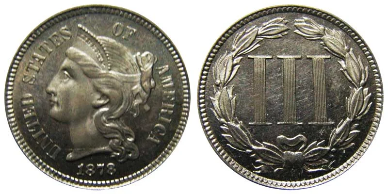 1878 Nickel Three Cent Proof Only Coin Value Prices, Photos & Info