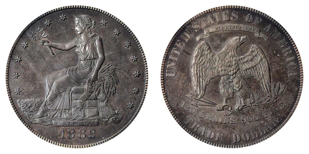 1882 Trade Silver Dollar Proof Only Coin Value Prices, Photos & Info