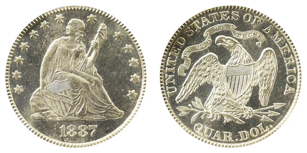 1887 Seated Liberty Quarter Coin Value Prices, Photos & Info