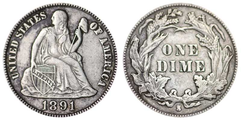 1891 S Seated Liberty Dime Coin Value Prices, Photos & Info