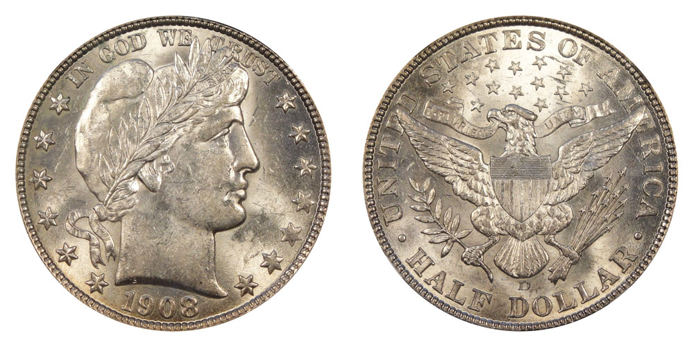 1908 D Barber Half Dollar Coin Value, Prices & Info | USA Coin Book