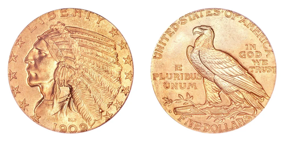 1909 O Indian Head Gold $5 Half Eagle Early Gold Coins Coin Value
