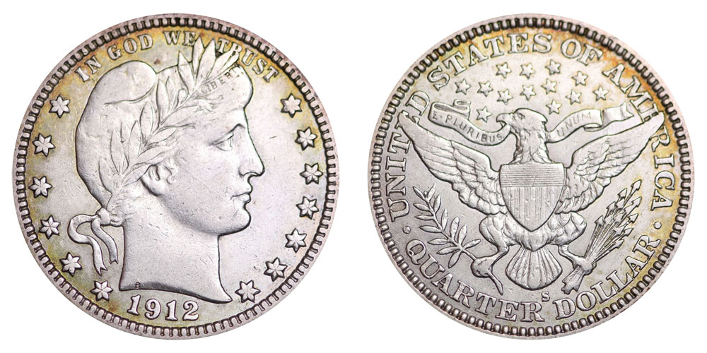 1912 S Barber Quarter Coin Value Prices, Photos & Info