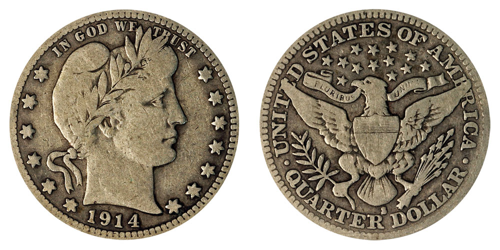 1914 S Barber Quarter Coin Value Prices, Photos & Info