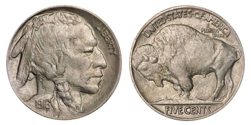 インディアンヘッド 1916年　バッファロー 1916 Buffalo / Indian Head Nickel Coin Value Prices, Photos & Info