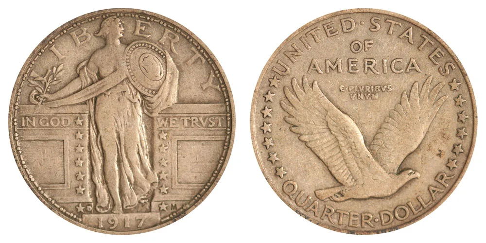 1917 D Standing Liberty Quarter Type 1 Coin Value Prices, Photos