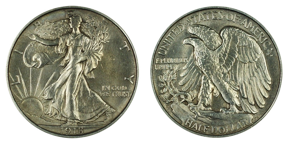 1918 D Walking Liberty Half Dollars Mint Mark on Reverse: Personal