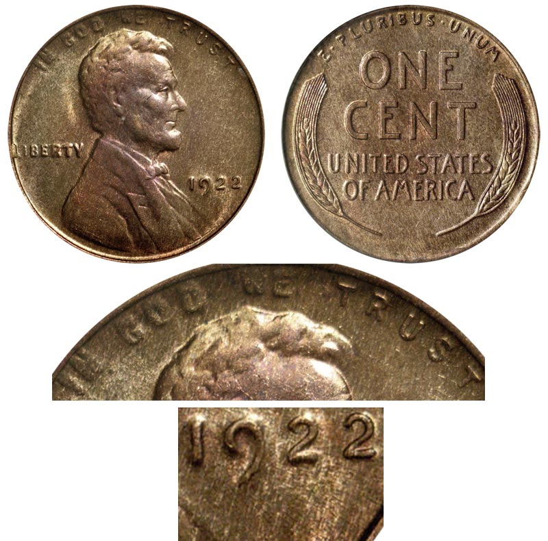 1922 D Lincoln Wheat Cent Small Cents No D Mint Mark Bronze